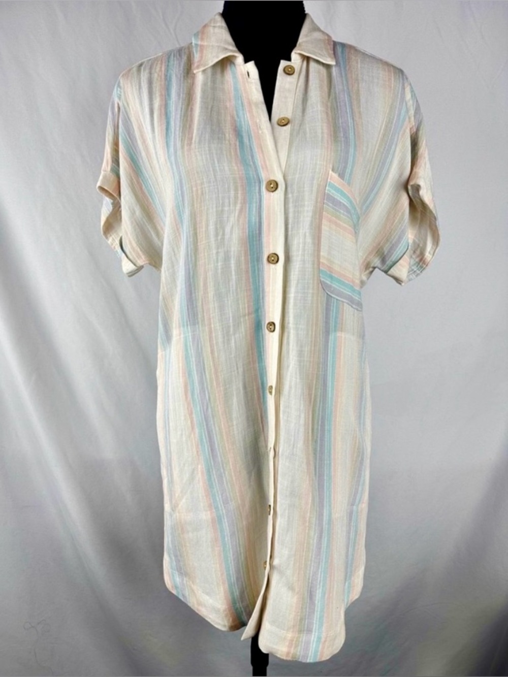 Style Rack Striped Summer Button Down Shirt Dress